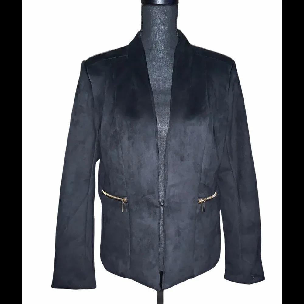 Carmen Marc Valvo Faux Leather Blazer
